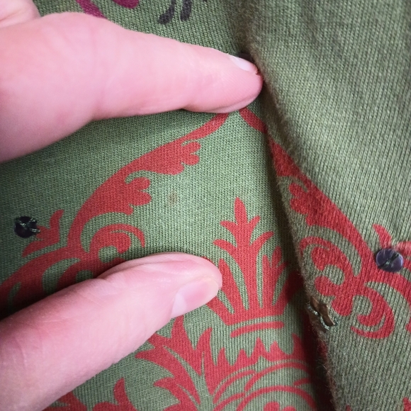 Y2K Westbound Fairy Grunge Shirt XL Green Floral Embroidery Studs Double Sided - Picture 7 of 10